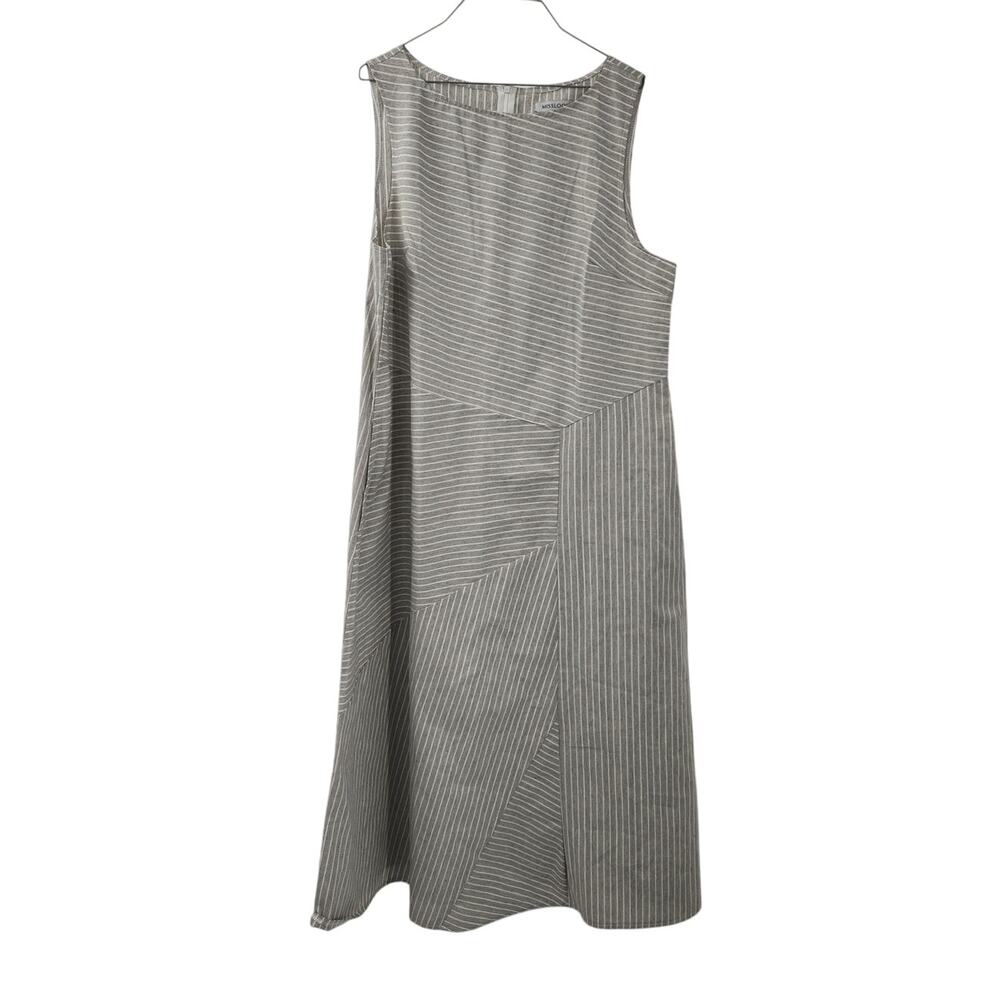 Misslook Gray Striped Sleeveless Dress - Plus Size 3X